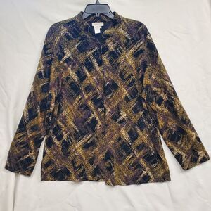 Coldwater Creek Plaid Blazer Open Front Jacket Colorful Size XL